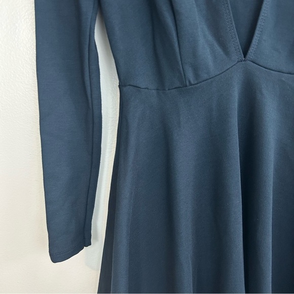 American Apparel Dark Blue Deep V-neck Long Sleeve Mini Dress Size XS - Picture 6 of 12